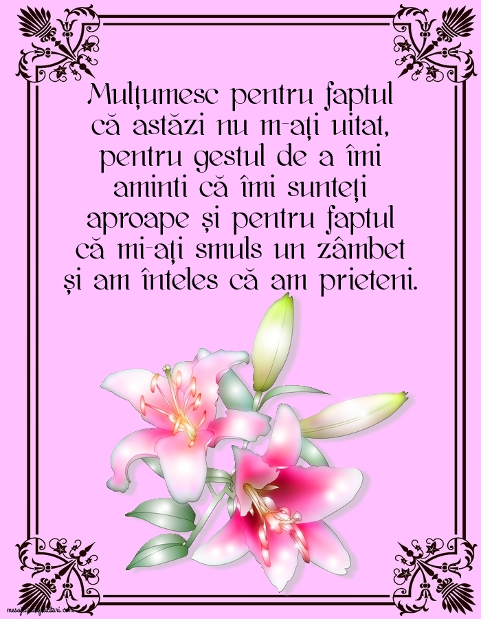Mulțumesc pentru faptul că astăzi nu m-ați uitat!