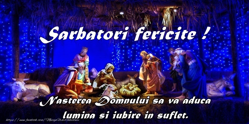 Sarbatori fericite! Nasterea Domnului sa va aduca lumina si iubire in suflet.