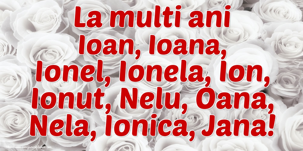 Felicitari de Nasterea Sfantului Ioan - La multi ani Ioan, Ioana, Ionel, Ionela, Ion, Ionut, Nelu, Oana, Nela, Ionica, Jana! - mesajeurarifelicitari.com