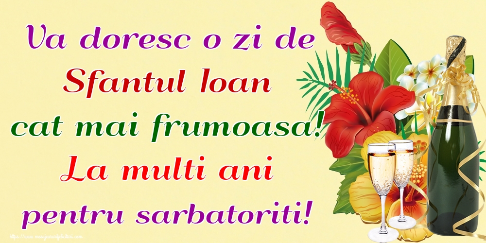 Va doresc o zi de Sfantul Ioan cat mai frumoasa! La multi ani pentru sarbatoriti!