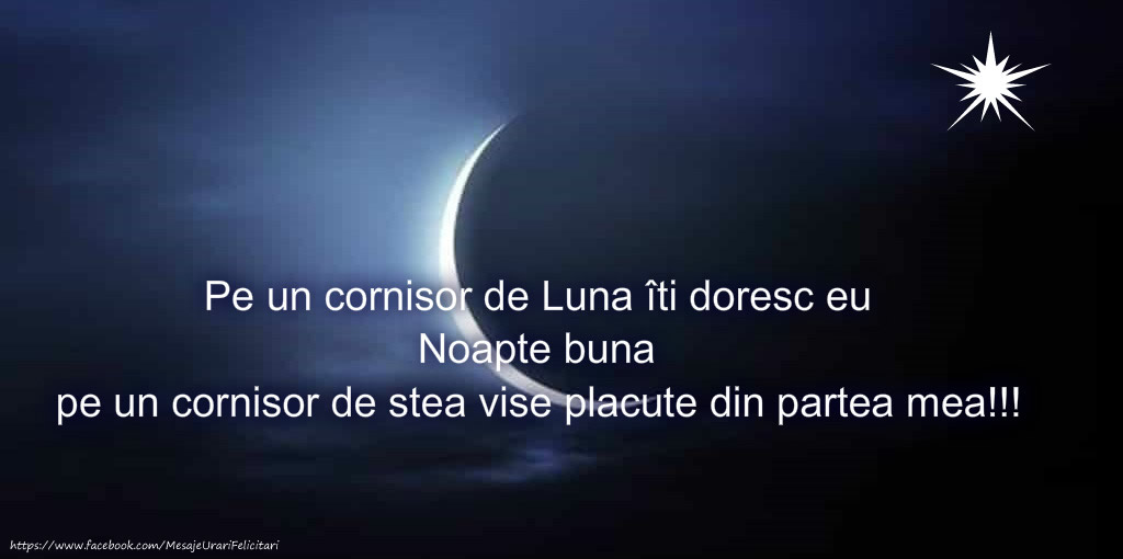 Felicitari de noapte buna - Pe un cornistor de Luna iti doresc eu Noapte buna - mesajeurarifelicitari.com