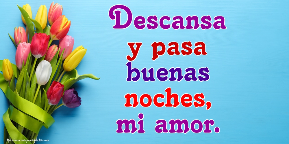 Felicitari de noapte buna in Spaniola - Descansa y pasa buenas noches, mi amor.