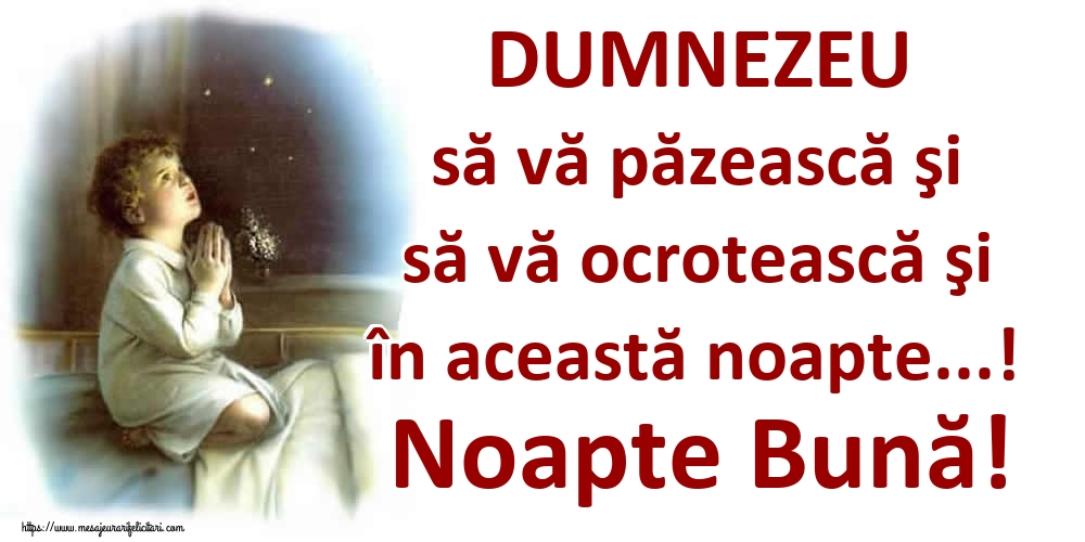 DUMNEZEU să vă păzească şi să vă ocrotească şi în această noapte...! Noapte Bună!