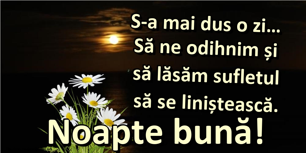S-a mai dus o zi… Să ne odihnim și să lăsăm sufletul să se liniștească. Noapte bună!