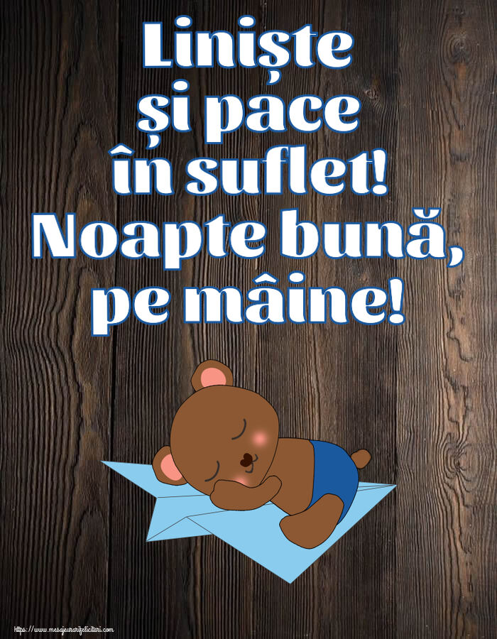 Noapte buna Liniște și pace în suflet! Noapte bună, pe mâine!