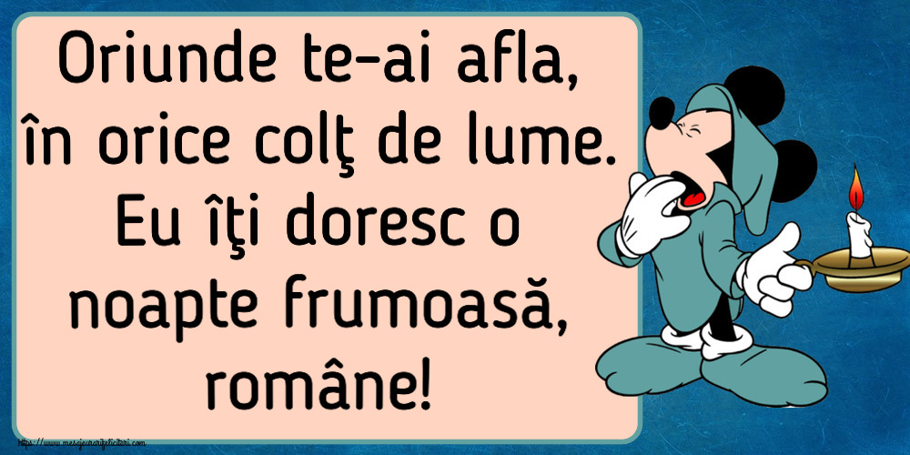 Noapte buna Oriunde te-ai afla, în orice colţ de lume. Eu îţi doresc o noapte frumoasă, române!