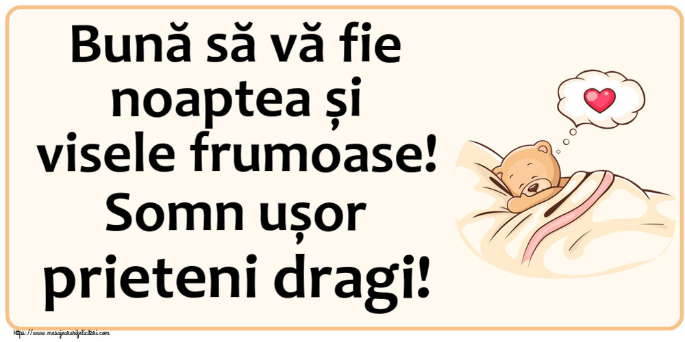 Bună să vă fie noaptea și visele frumoase! Somn ușor prieteni dragi!