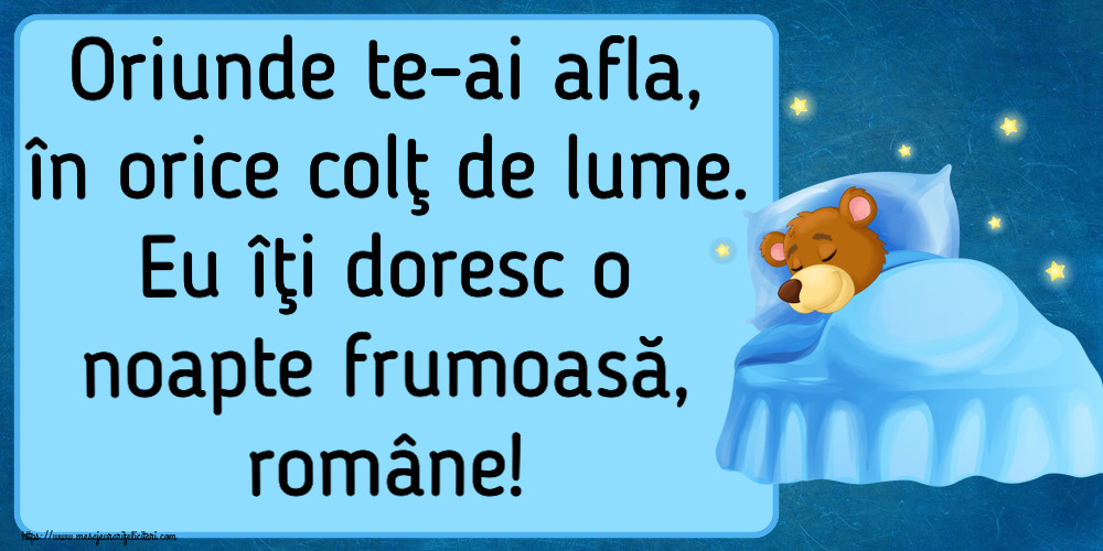 Oriunde te-ai afla, în orice colţ de lume. Eu îţi doresc o noapte frumoasă, române!