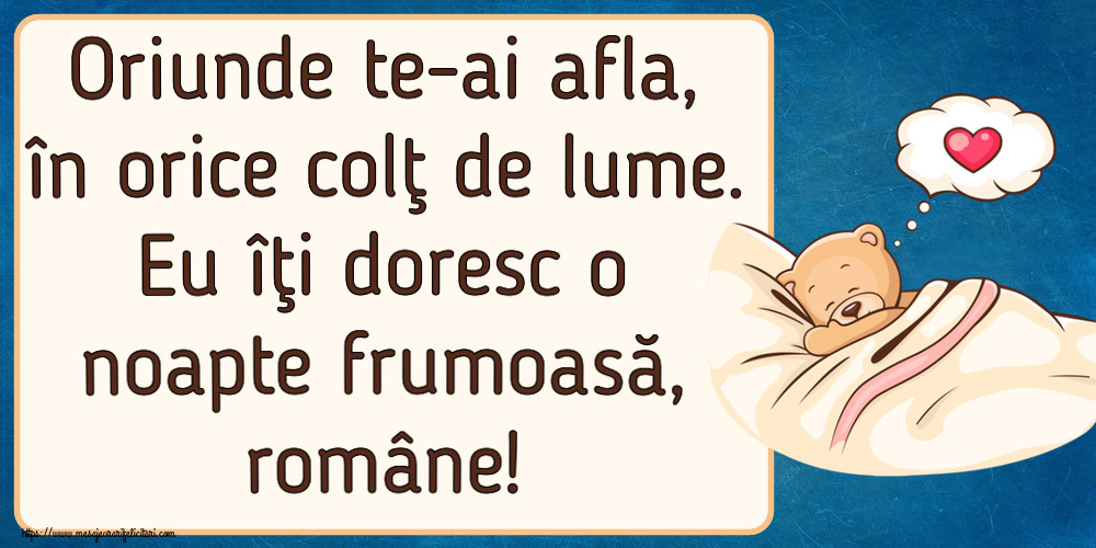 Oriunde te-ai afla, în orice colţ de lume. Eu îţi doresc o noapte frumoasă, române!