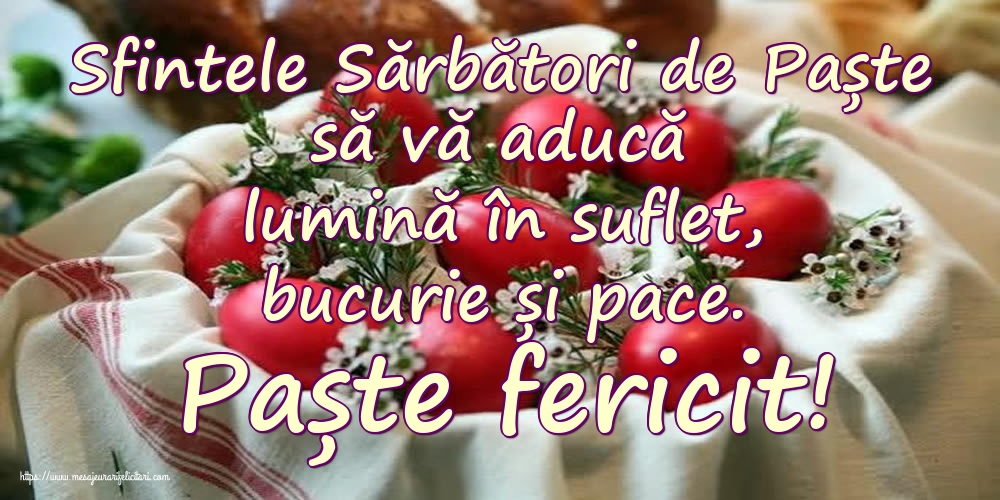 Sfintele Sărbători de Paște să vă aducă lumină în suflet, bucurie și pace. Paște fericit!