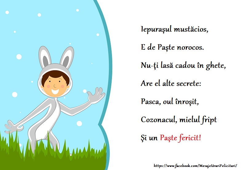 Felicitari de Paste - Iepuras poezie - mesajeurarifelicitari.com