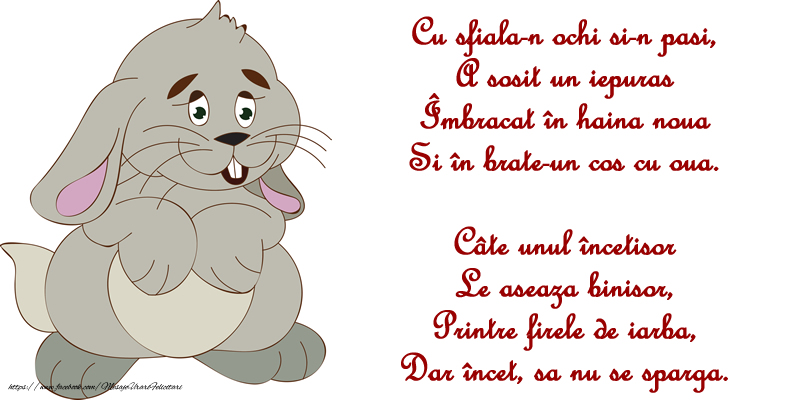 Felicitari de Paste - Poezie de paste: Cu sfiala-n ochi si-n pasi, A sosit un iepuras - mesajeurarifelicitari.com