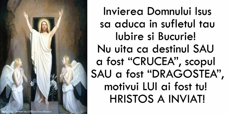 Invierea Domnului Isus sa aduca in sufletul tau Iubire si Bucurie!