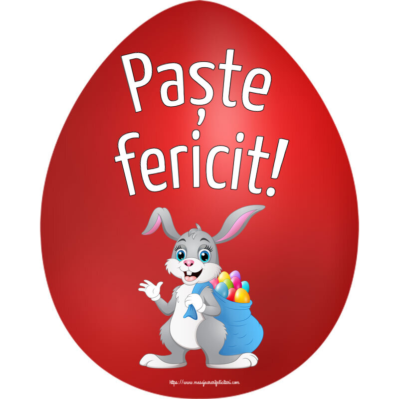 Felicitari de Paste - Paște fericit! ~ Iepurilă cu un sac de ouă colorate - mesajeurarifelicitari.com