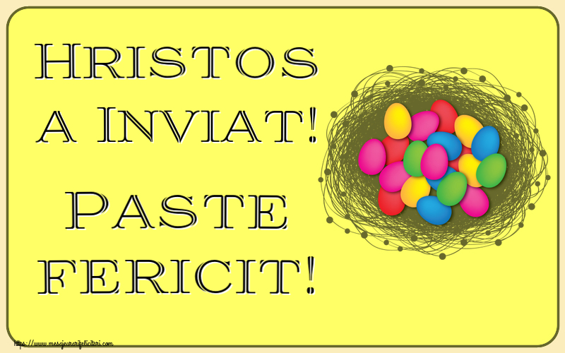 Felicitari de Paste - Hristos a Inviat! Paste fericit! ~ ouă colorate în coș - mesajeurarifelicitari.com