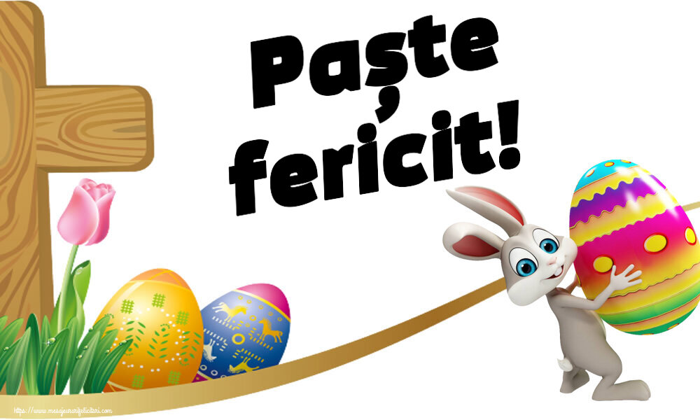Paște fericit! ~ Iepurilă cu un ou în brațe