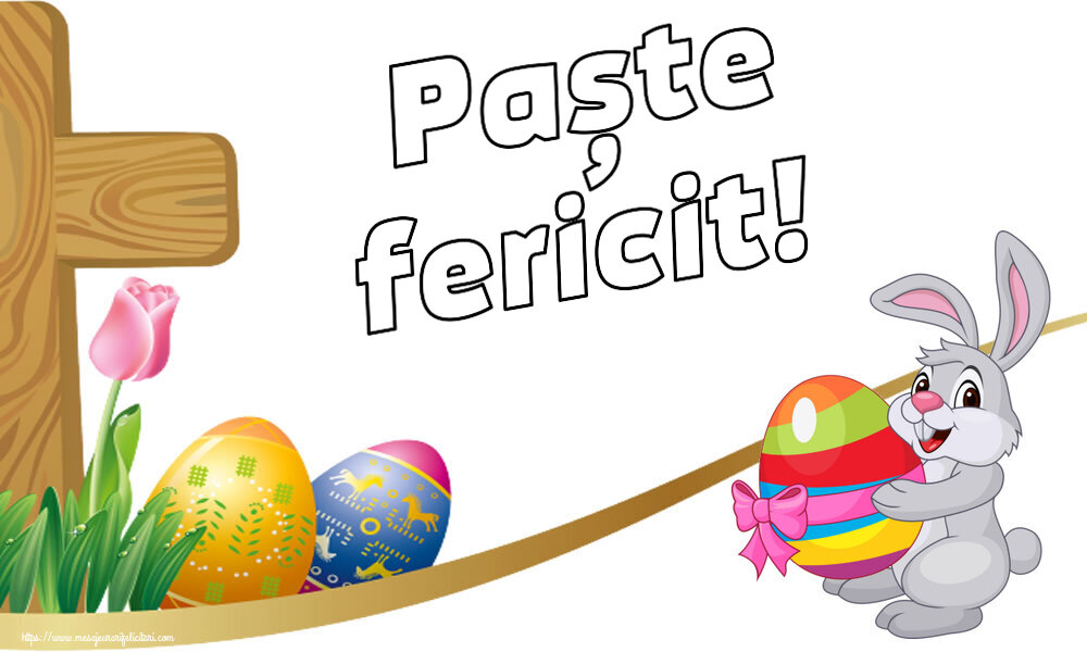 Felicitari de Paste - Paște fericit! ~ iepuraș cu un ou în brațe - mesajeurarifelicitari.com