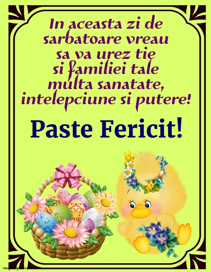In aceasta zi de sarbatoare vreau sa va urez tie si familiei tale multa sanatate