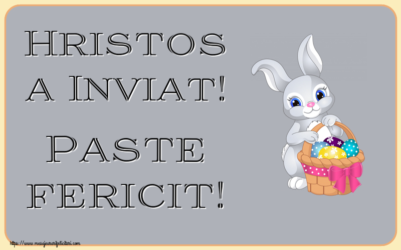 Hristos a Inviat! Paste fericit! ~ iepuraș dragălaș cu un coș de ouă