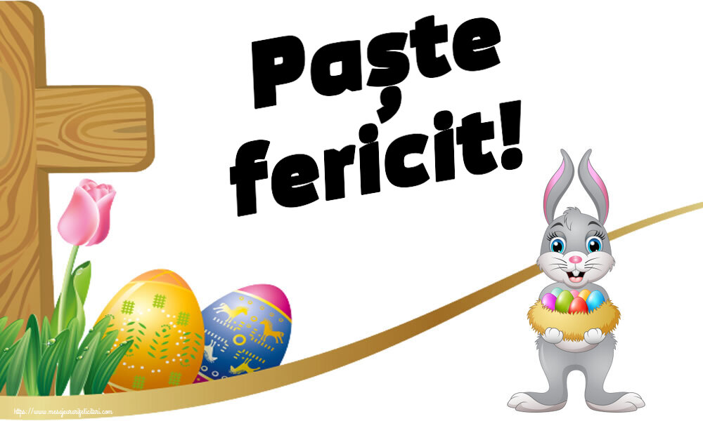 Felicitari de Paste - Paște fericit! ~ iepuraș cu un coș de ouă - mesajeurarifelicitari.com