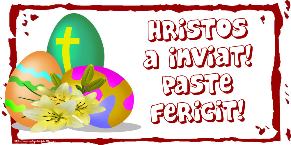 Felicitari de Paste - Hristos a Inviat! Paste fericit! ~ ouă cu cruce - mesajeurarifelicitari.com