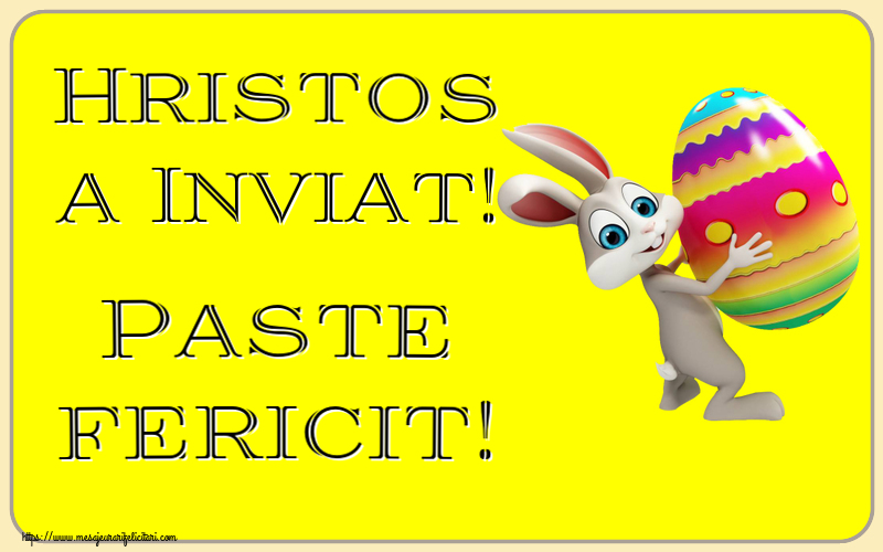 Hristos a Inviat! Paste fericit! ~ Iepurilă cu un ou în brațe