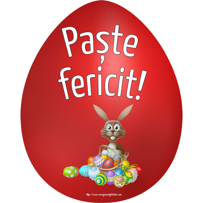 Paște fericit! ~ iepuraș simplatic cu un coș de ouă