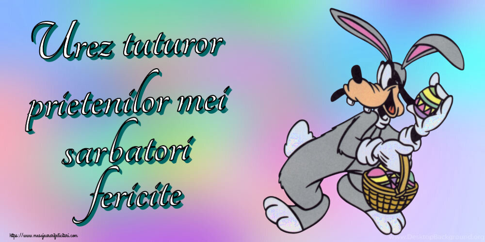 Urez tuturor prietenilor mei sarbatori fericite ~ Iepurilă cu un coș de ouă