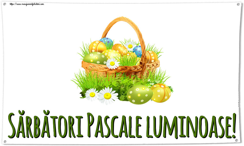 Sărbători Pascale luminoase! ~ ouă in coș și flori de câmp