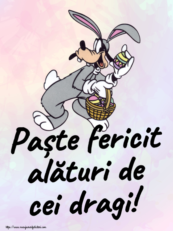 Felicitari de Paste - Paște fericit alături de cei dragi! ~ Iepurilă cu un coș de ouă - mesajeurarifelicitari.com