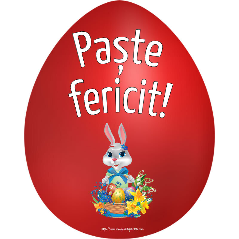 Paste Paște fericit! ~ iepuraș dragălaș cu un coș de ouă și flori