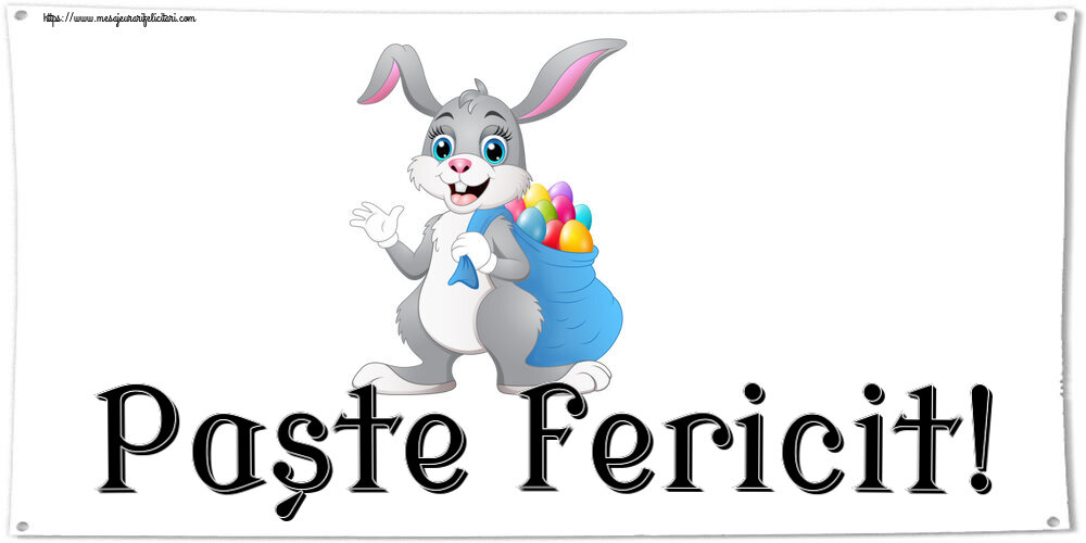Paște fericit! ~ Iepurilă cu un sac de ouă colorate