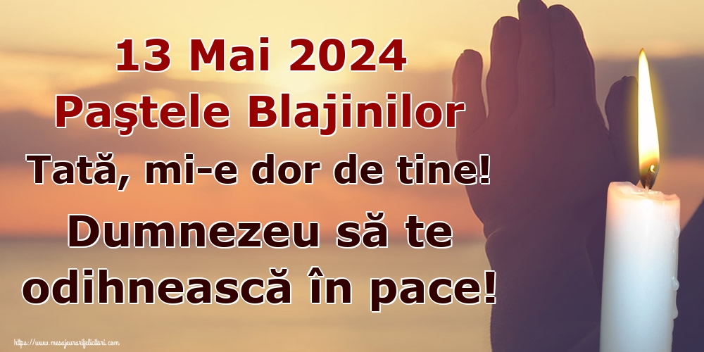 Imagini de Paştele Blajinilor - 13 Mai 2024 Paştele Blajinilor Tată, mi-e dor de tine! Dumnezeu să te odihnească în pace! - mesajeurarifelicitari.com