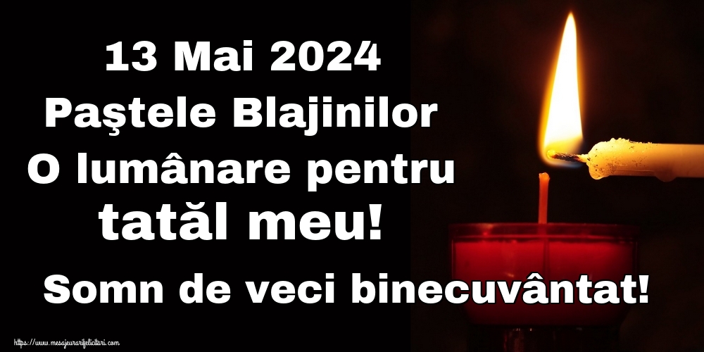 Imagini de Paştele Blajinilor - 13 Mai 2024 Paştele Blajinilor O lumânare pentru tatăl meu! Somn de veci binecuvântat! - mesajeurarifelicitari.com