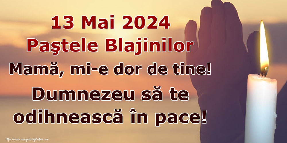 Imagini de Paştele Blajinilor - 13 Mai 2024 Paştele Blajinilor Mamă, mi-e dor de tine! Dumnezeu să te odihnească în pace! - mesajeurarifelicitari.com