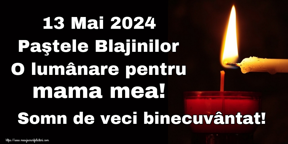 Imagini de Paştele Blajinilor - 13 Mai 2024 Paştele Blajinilor O lumânare pentru mama mea! Somn de veci binecuvântat! - mesajeurarifelicitari.com