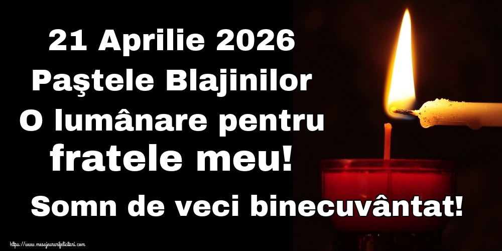 21 Aprilie 2026 Paştele Blajinilor O lumânare pentru fratele meu! Somn de veci binecuvântat!