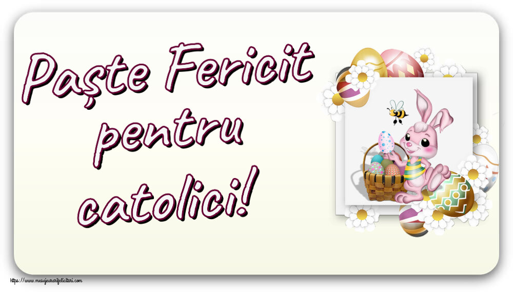 Paște Fericit pentru catolici! ~ aranjament cu iepuraș, ouă și flori