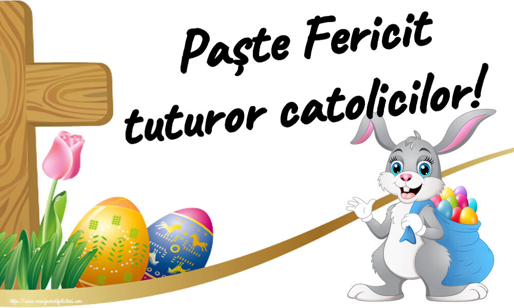 Paște Fericit tuturor catolicilor! ~ Iepurilă cu un sac de ouă colorate