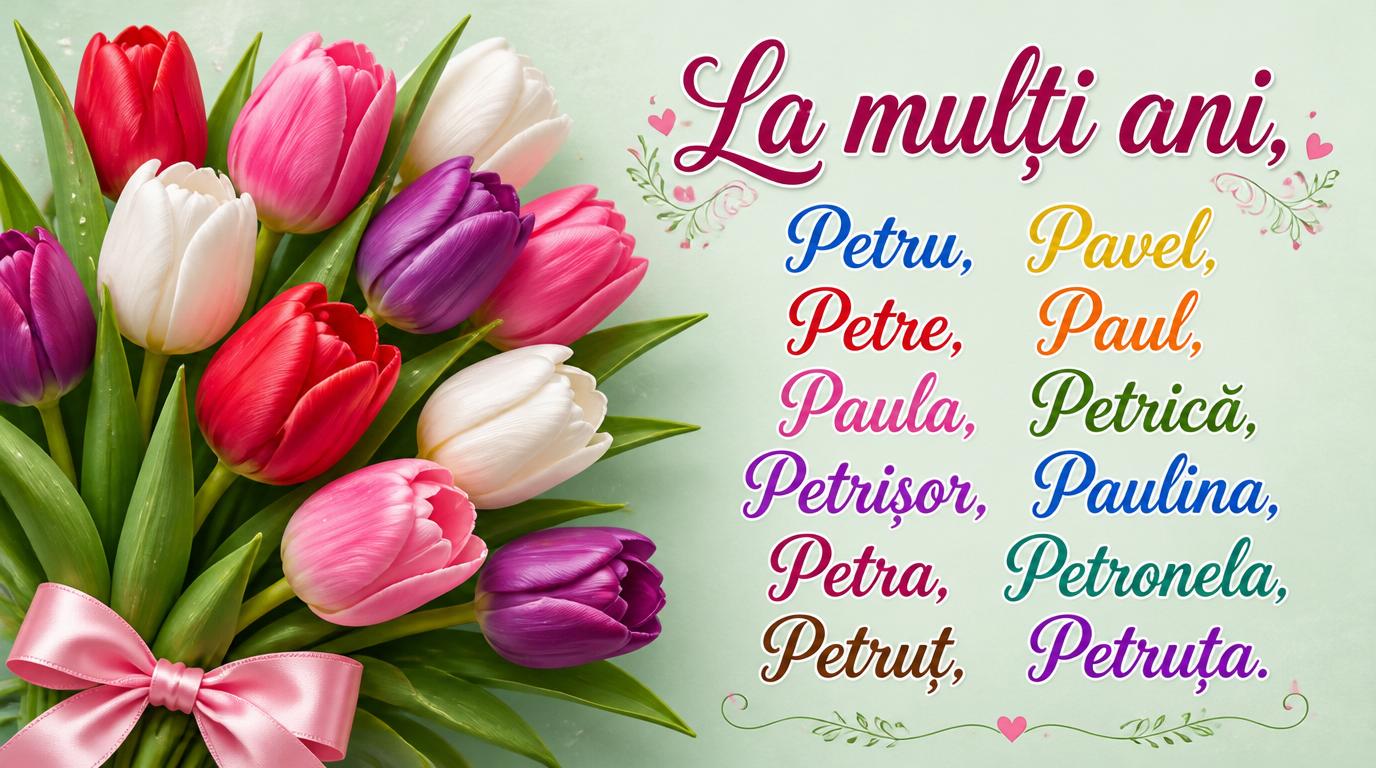 La mulți ani Petru, Pavel, Petre, Paul, Paula, Petrică, Petrișor, Paulina, Petra, Petronela, Petruț, Petruța!