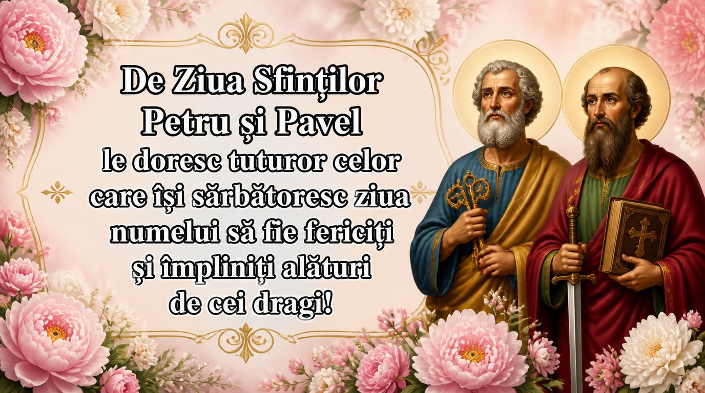De Ziua Sfinților Petru și Pavel le doresc tuturor celor care își sărbătoresc ziua numelui să fie fericiți și împliniți alaturi de cei dragi!