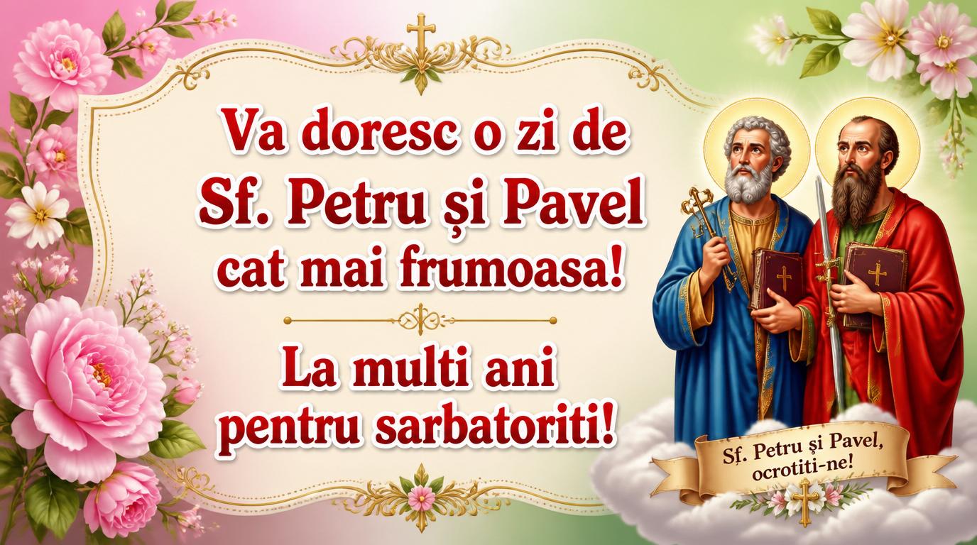 Va doresc o zi de Sf. Petru și Pavel cat mai frumoasa! La multi ani pentru sarbatoriti!