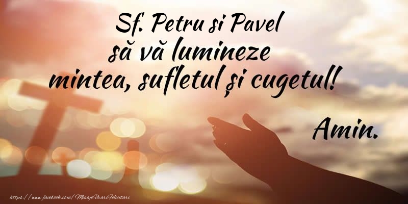 Sf. Petru si Pavel sa va lumineze mintea, sufletul si cugetul! Amin.