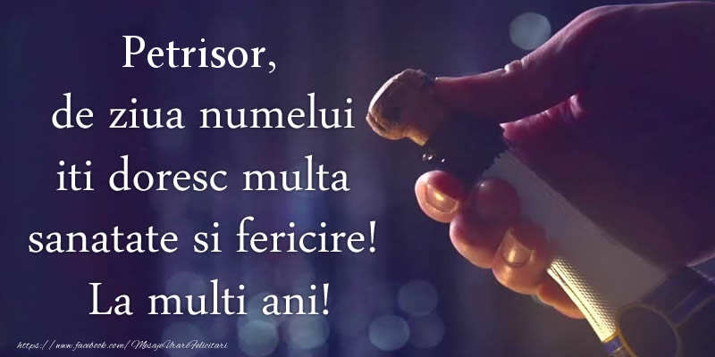 Petrisor, de ziua numelui iti doresc multa sanatate si fericire! La multi ani!