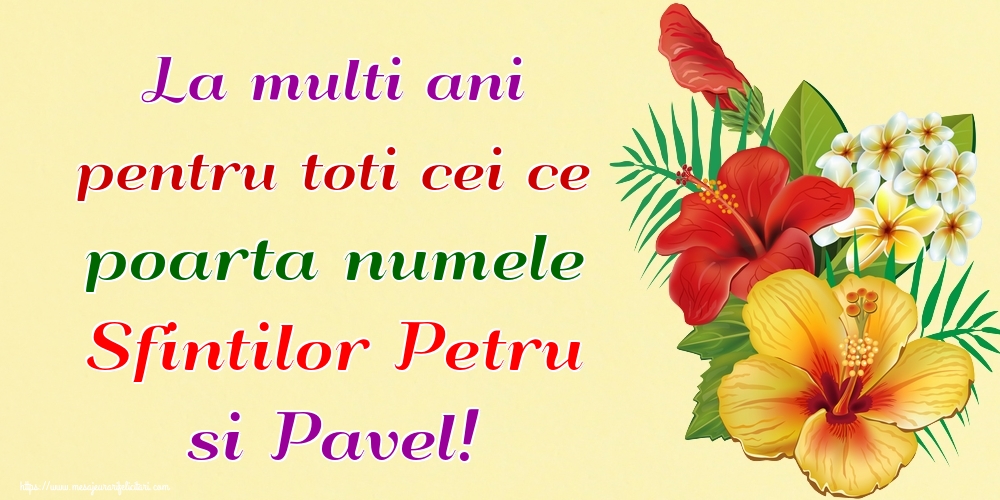 La multi ani pentru toti cei ce poarta numele Sfintilor Petru si Pavel!