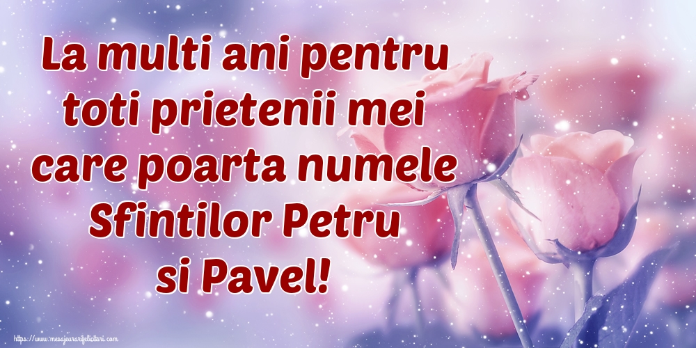 La multi ani pentru toti prietenii mei care poarta numele Sfintilor Petru si Pavel!