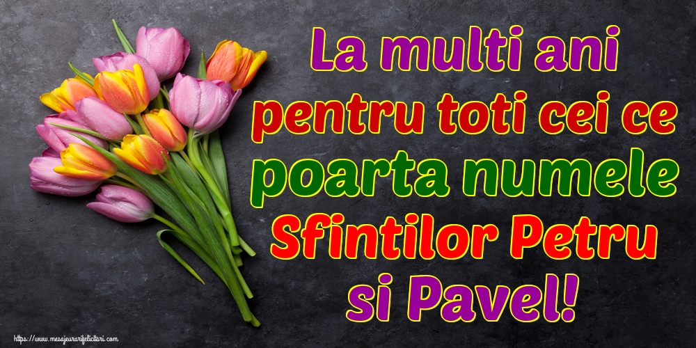 La multi ani pentru toti cei ce poarta numele Sfintilor Petru si Pavel!