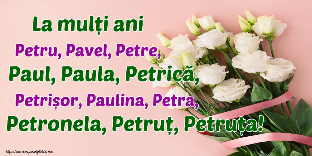 La mulți ani Petru, Pavel, Petre, Paul, Paula, Petrică, Petrișor, Paulina, Petra, Petronela, Petruț, Petruța!