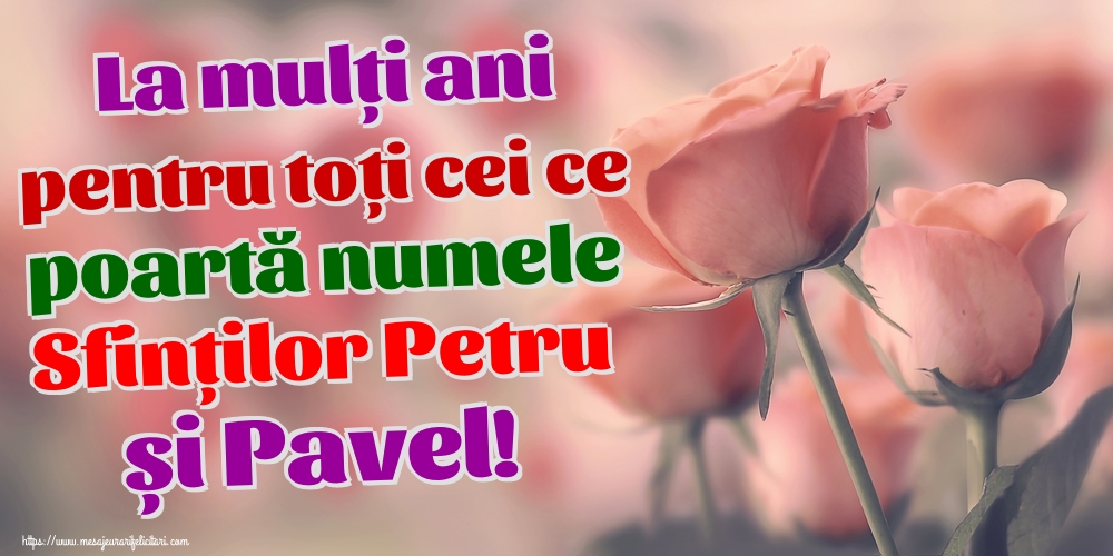 La mulți ani pentru toți cei ce poartă numele Sfinților Petru și Pavel!