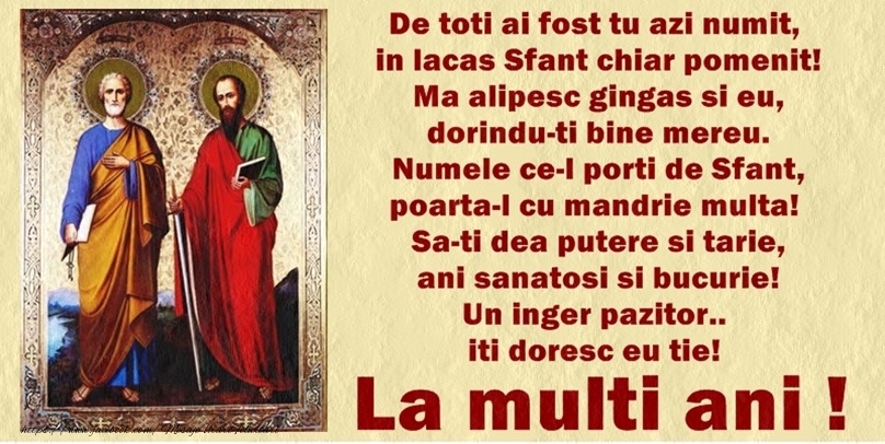 Felicitari de Sfintii Petru si Pavel - mesajeurarifelicitari.com